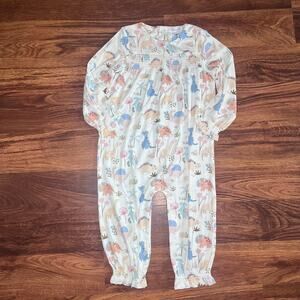 NEW Angel Dear Baby Girl Long Sleeve Smocked Bamboo Romper Dinos 18-24 Months